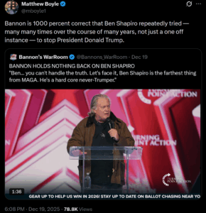 Steve Bannon AMFest Speech Phoenix December 2025 