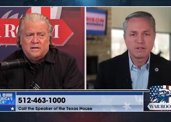 Brian Harrison speaking at WarRoom Texas call to action