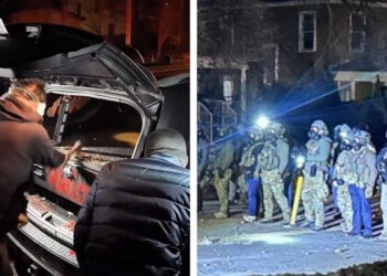 Riot scene in Minnesota during protests over immigration enforcement